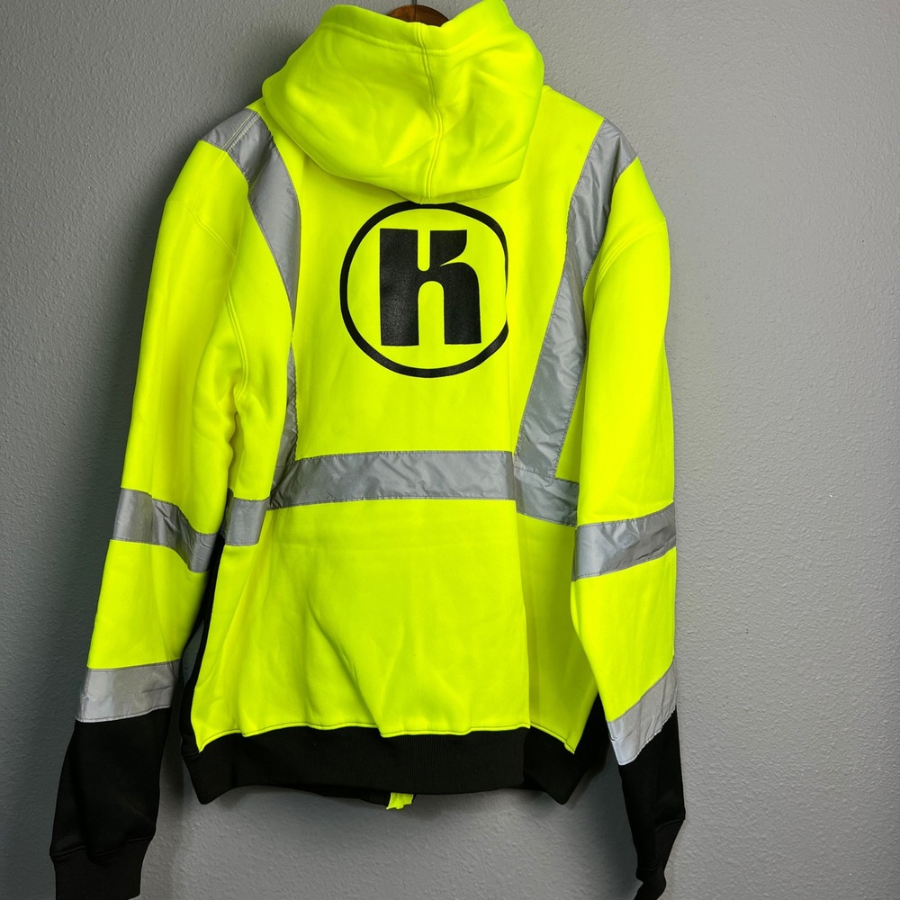MAXHi-Viz Safety Hoodie ANSI Class 3 Hi Vis Reflective Zip Up Jacket L Yellow - Picture 3 of 14